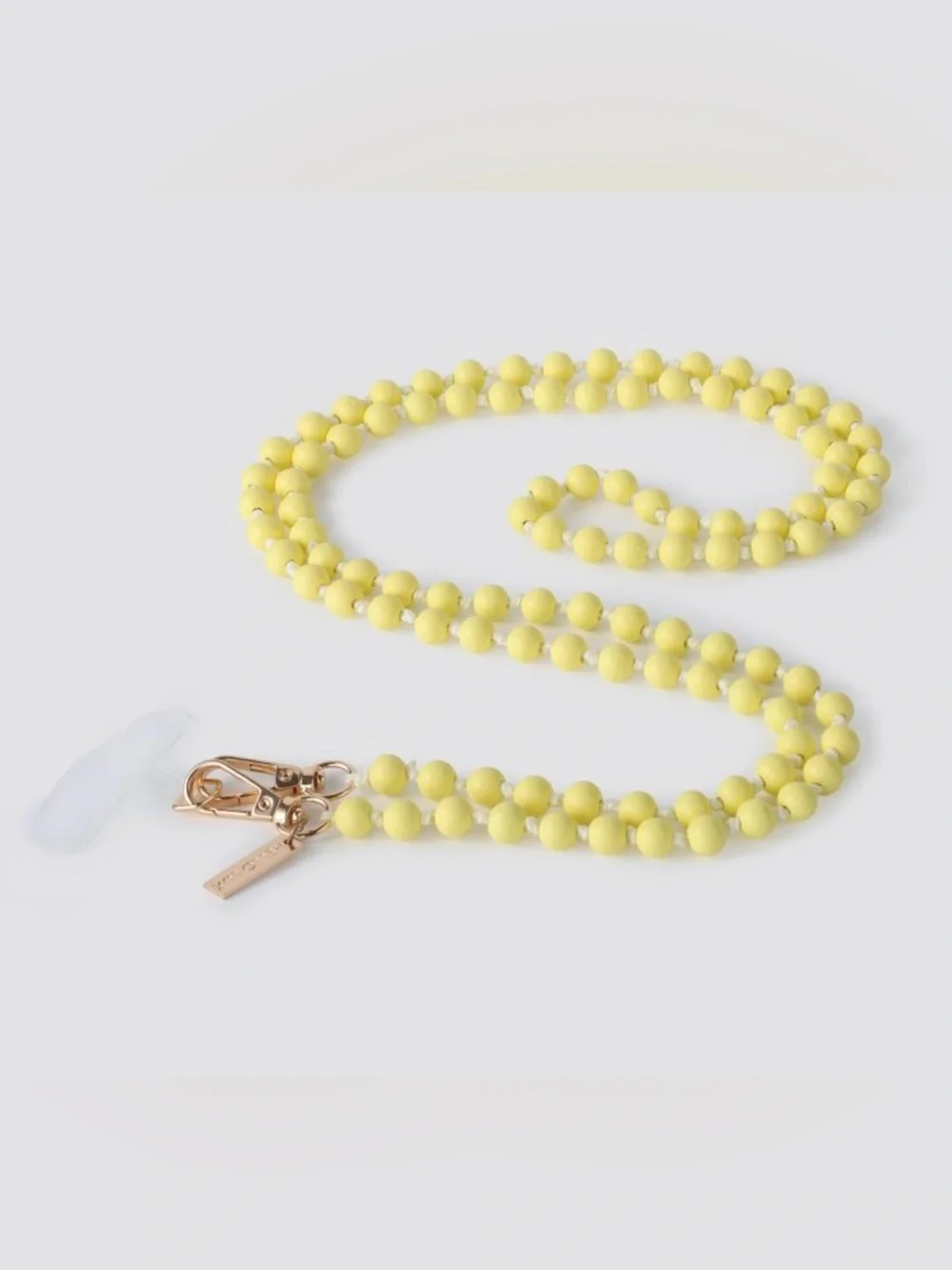 NIB Yellow Beaded Crossbody phone Strap with Gold Hardware